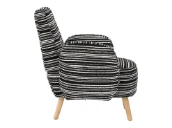Sillón en tejido bouclé negro - Patas de madera - Para salones, dormitorios y oficinas