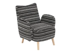 Sillón en tejido bouclé negro - Patas de madera - Para salones, dormitorios y oficinas