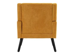 Sillón en tejido de lino amarillo con patas de madera.