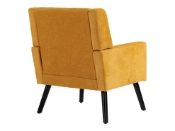 Sillón en tejido de lino amarillo con patas de madera.