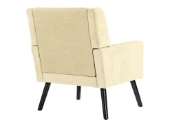 Sillón en tejido de lino beige con patas de madera