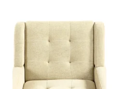 Sillón en tejido de lino beige con patas de madera