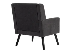 Sillón en tejido de lino gris oscuro con patas de madera.