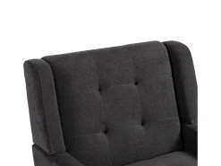 Sillón en tejido de lino gris oscuro con patas de madera.