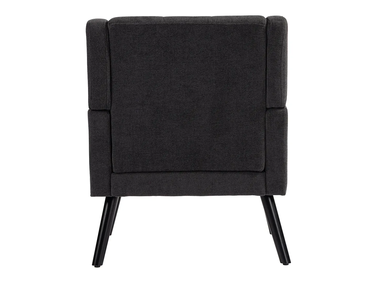 Sillón en tejido de lino gris oscuro con patas de madera.