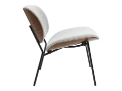 Sillón en tejido efecto terciopelo texturizado gris y metal negro SHELBY
