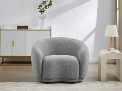 Sillón en tela bouclé gris BOVANA de Pascal Morabito