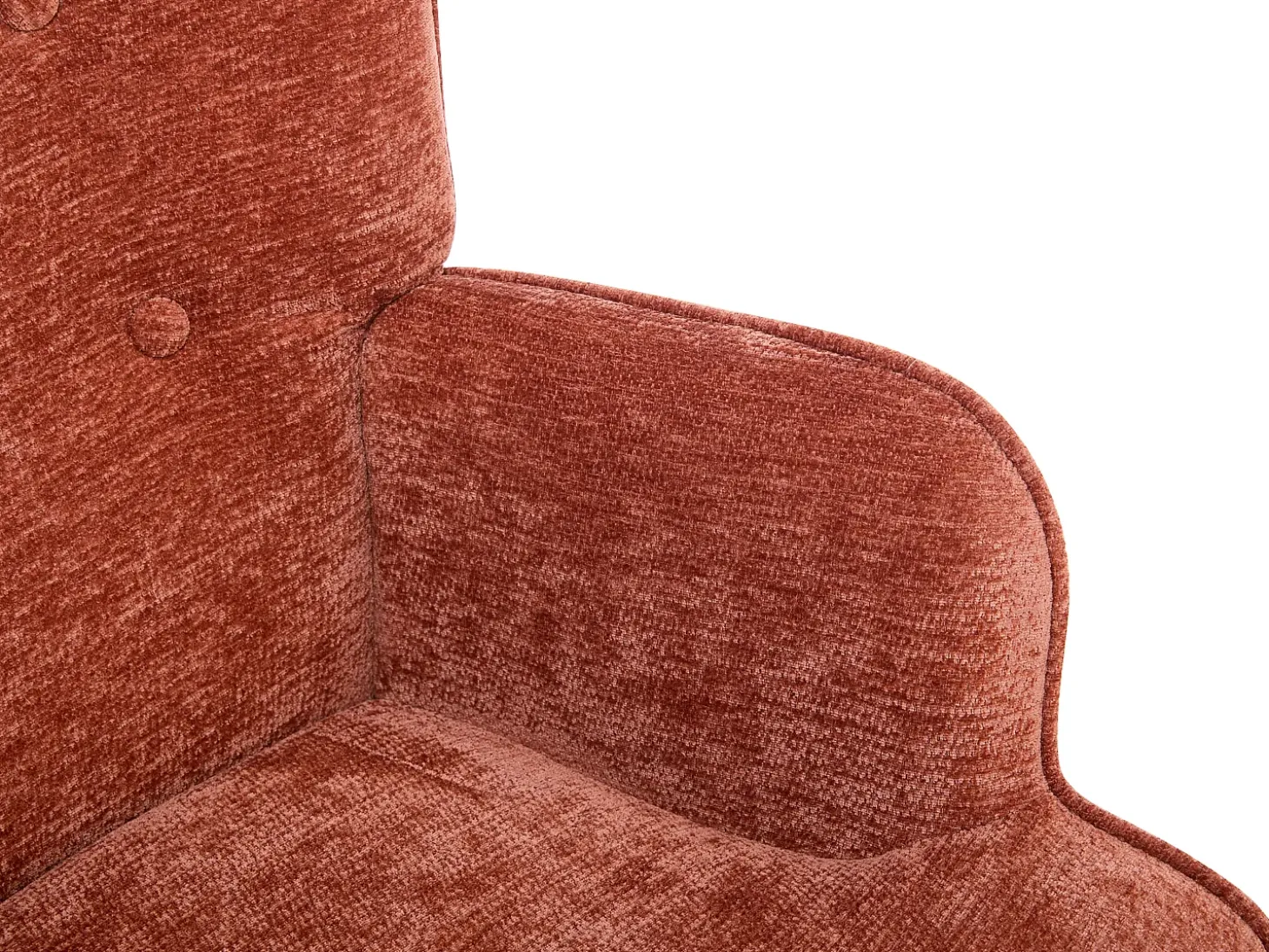 Sillón en tela texturizada terracota capitoné VATELY