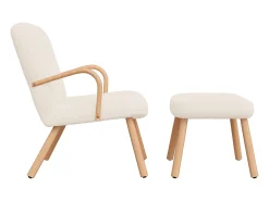 Sillón escandinavo de imitación de cachemira, reposapiés, salón, beige