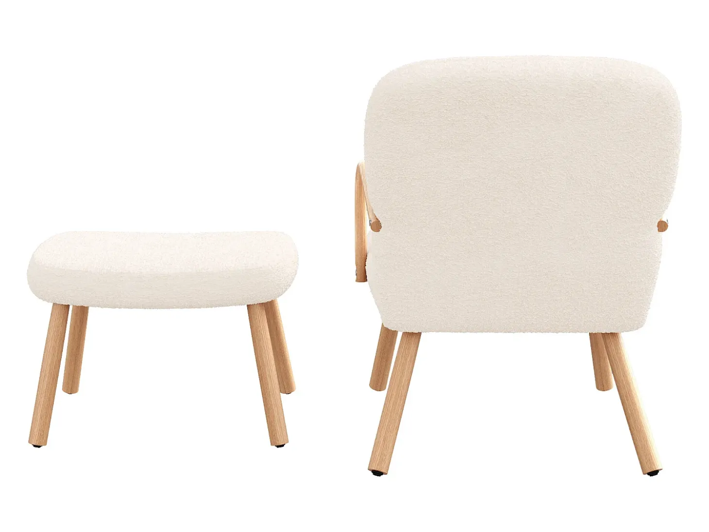 Sillón escandinavo de imitación de cachemira, reposapiés, salón, beige