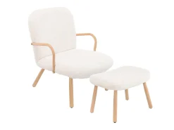 Sillón escandinavo de imitación de cachemira, reposapiés, salón, beige