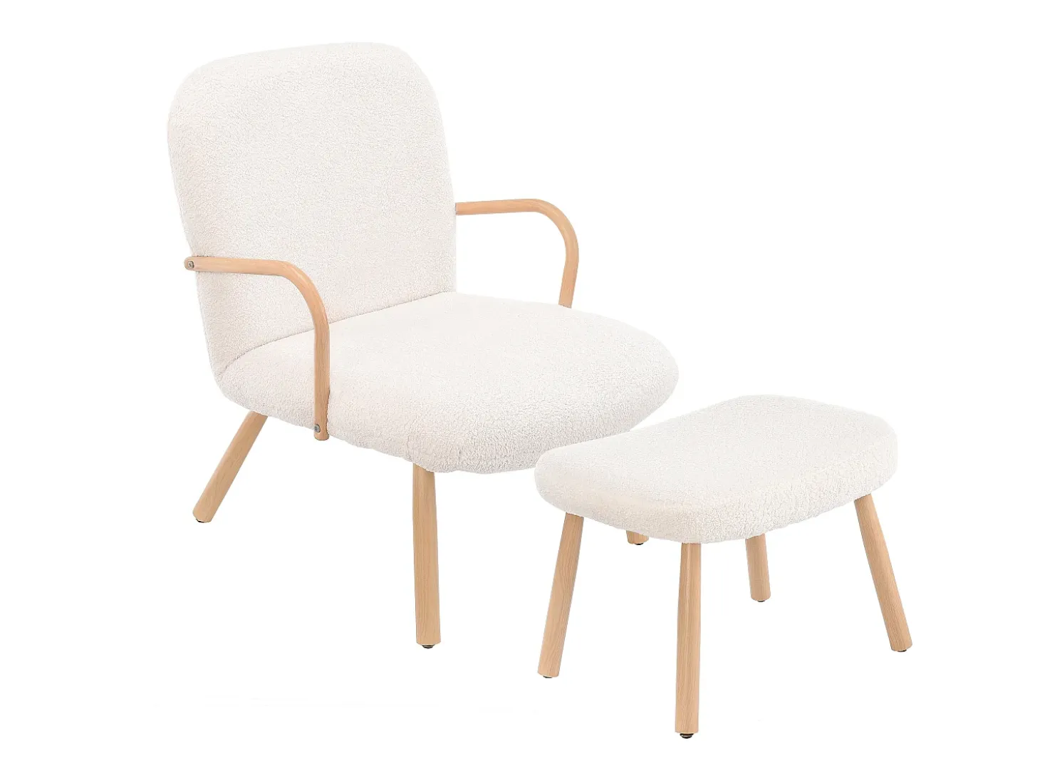 Sillón escandinavo de imitación de cachemira, reposapiés, salón, beige