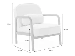 Sillón escandinavo de madera de hevea en tejido borreguito crema