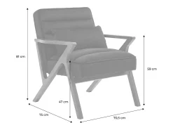 Sillón escandinavo de madera de hevea y terciopelo negro