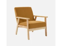 Sillón escandinavo de madera y pana mostaza