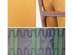 Sillón escandinavo de pana y madera de hevea nogal ocre