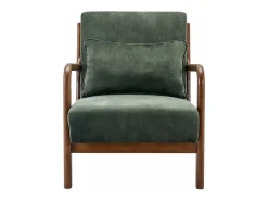 Sillón escandinavo de terciopelo y madera de hevea kaki oscuro