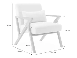 Sillón estilo escandinavo de madera de hevea borreguito crema