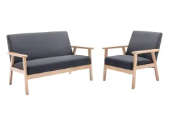 Sillón estilo escandinavo de madera y tela gris oscuro