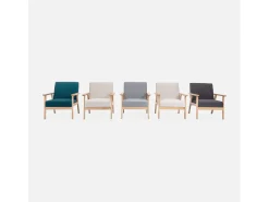 Sillón estilo escandinavo de madera y tela crema