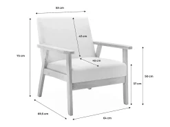 Sillón estilo escandinavo de madera y tela crema