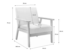 Sillón estilo escandinavo de madera y tela azul esmeralda