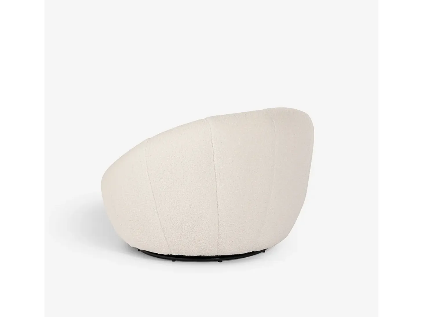 Sillón giratorio de diseño de tela bouclé blanco con puf reposapiés Kuma