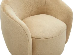 Sillón giratorio de piel sintética color topo VEREIDE