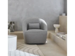 Sillón giratorio de tela 360º con cojín gris claro