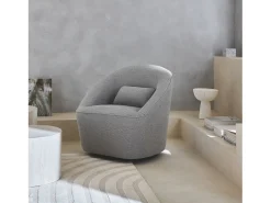 Sillón giratorio de tela 360º con cojín gris claro