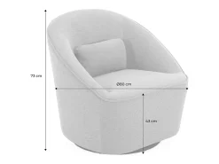 Sillón giratorio de tela 360º con cojín gris claro
