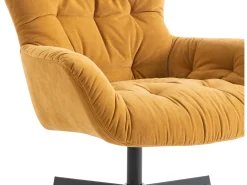 Sillón giratorio de tela amarilla estilo vintage OPHELIE