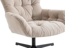 Sillón giratorio de tela beige estilo vintage OPHELIE