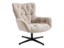 Sillón giratorio de tela beige estilo vintage OPHELIE