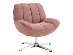 Sillón giratorio de tela texturizada color rosa VOLABO