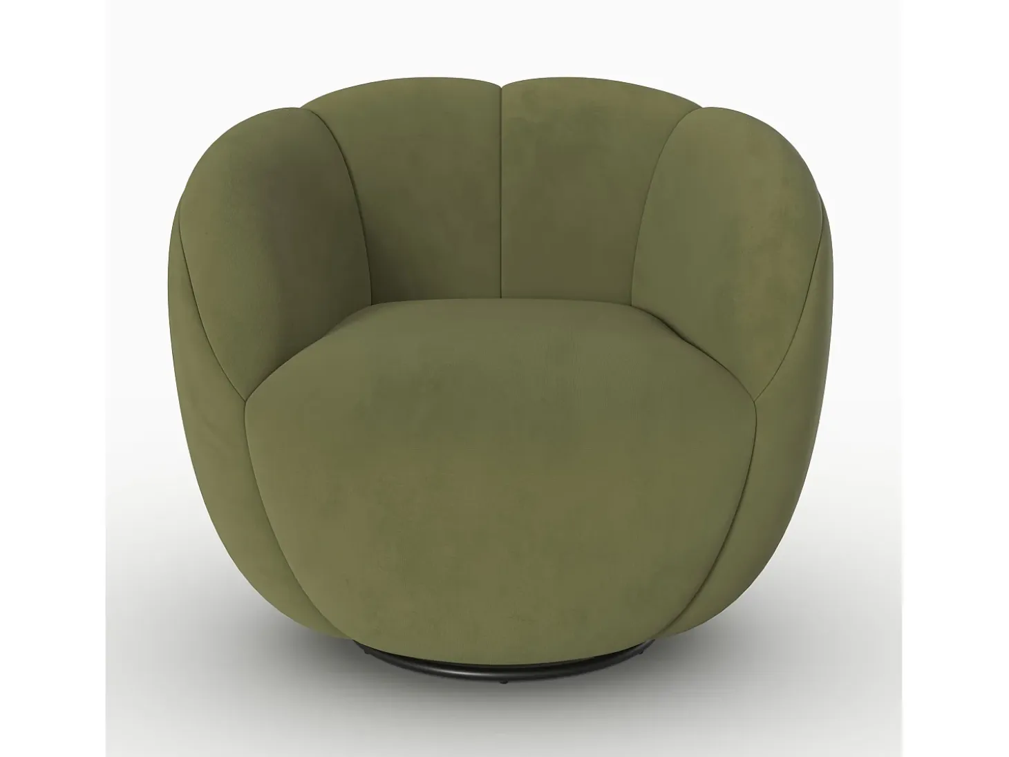 Sillón giratorio de terciopelo verde oliva oscuro - Ysé