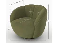 Sillón giratorio de terciopelo verde oliva oscuro - Ysé