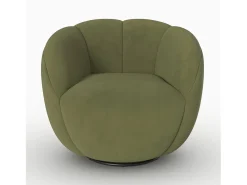 Sillón giratorio de terciopelo verde oliva oscuro - Ysé