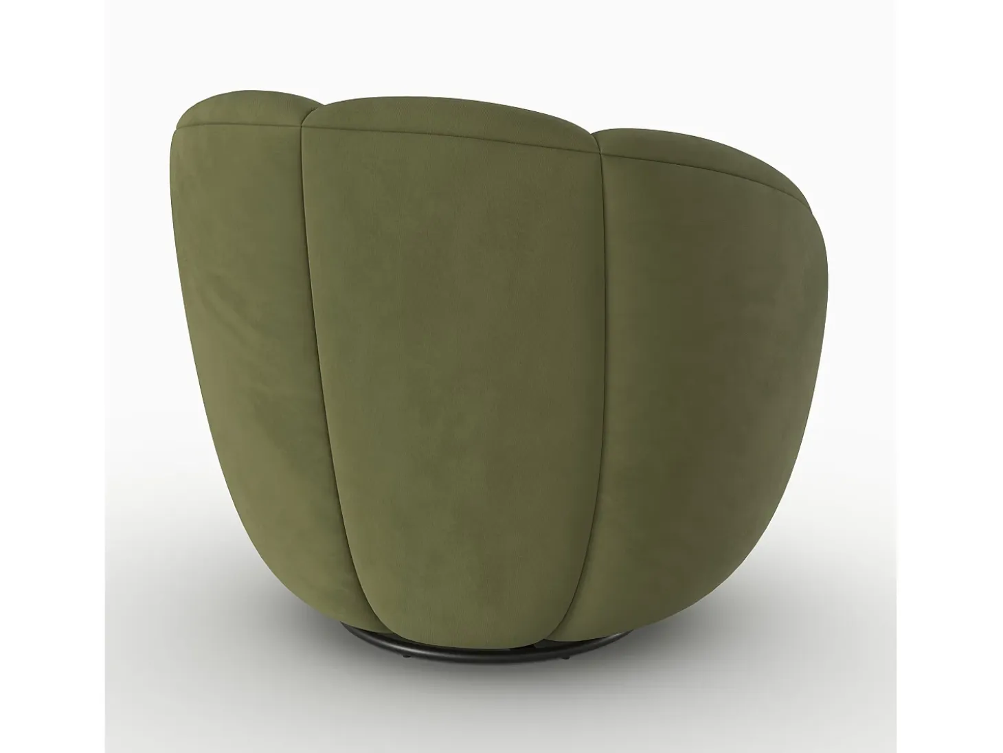 Sillón giratorio de terciopelo verde oliva oscuro - Ysé