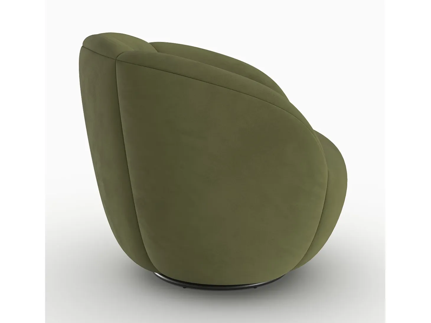 Sillón giratorio de terciopelo verde oliva oscuro - Ysé