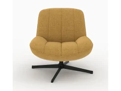 Sillón giratorio en tejido efecto terciopelo amarillo mostaza - Elvis