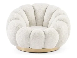 Sillón giratorio en tejido natural efecto bouclé - FLOREL