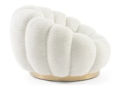 Sillón giratorio en tejido natural efecto bouclé - FLOREL
