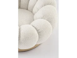 Sillón giratorio en tejido natural efecto bouclé - FLOREL