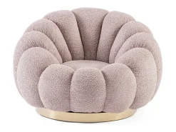 Sillón giratorio en tejido efecto bouclé rosa antiguo - FLOREL