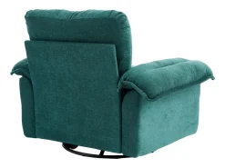 Sillón giratorio en tejido chenilla verde con cojín - Para salón, dormitorio y oficina