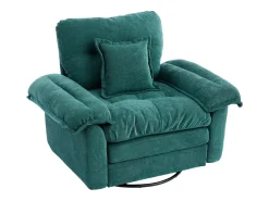 Sillón giratorio en tejido chenilla verde con cojín - Para salón, dormitorio y oficina