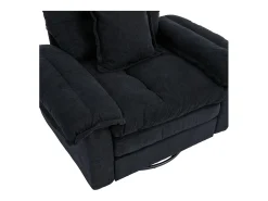 Sillón giratorio en tejido chenilla negro con cojín - Para salón, dormitorio y oficina