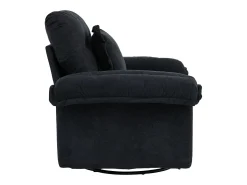 Sillón giratorio en tejido chenilla negro con cojín - Para salón, dormitorio y oficina