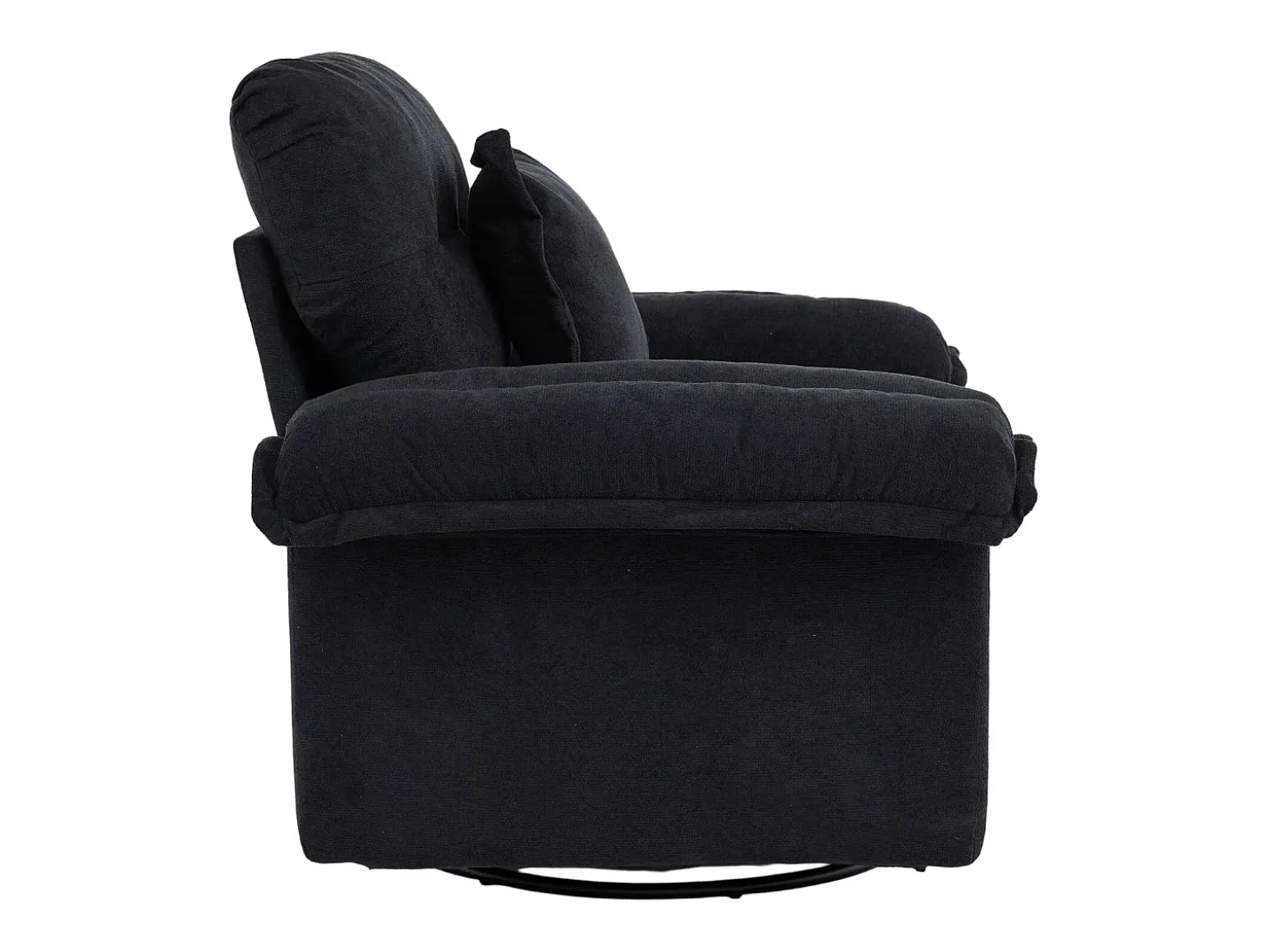 Sillón giratorio en tejido chenilla negro con cojín - Para salón, dormitorio y oficina